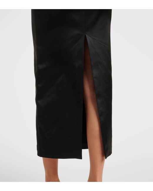 The Attico Black Satin Midi Dress