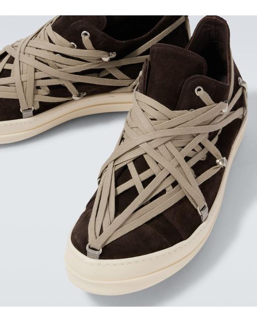 *RICK OWENS* Hollywood Megalace スエードスニーカー Hollywood Megalace suede sneakers in beige - Rick Owens