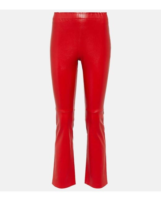 Pantalones cropped de piel Stouls de color Red