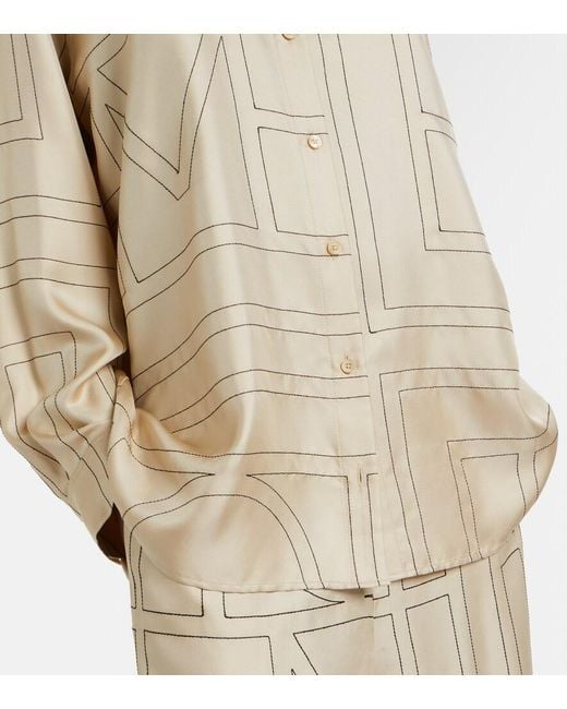 Totême Natural Embroidered Silk Satin Shirt