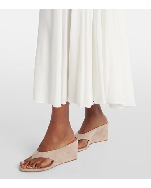 Alaïa White Draped Sleeveless Woven Maxi Dress
