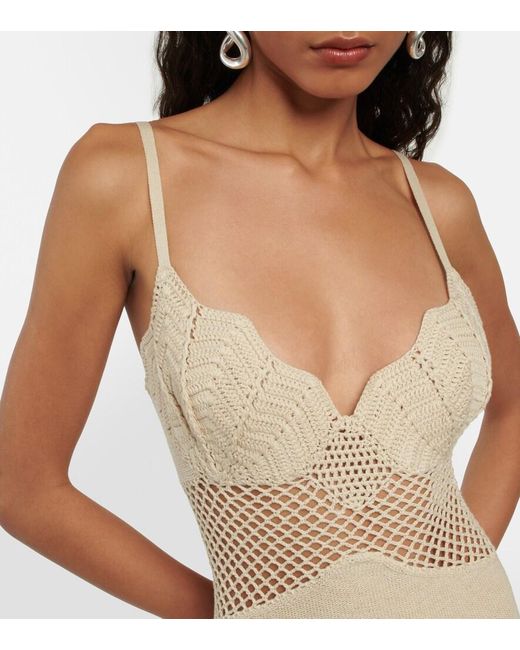 Staud Natural Knitted Cotton-Blend Maxi Dress