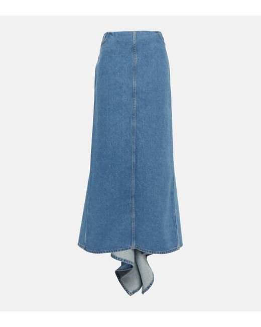 Magda Butrym Blue Asymmetrical Denim Maxi Skirt