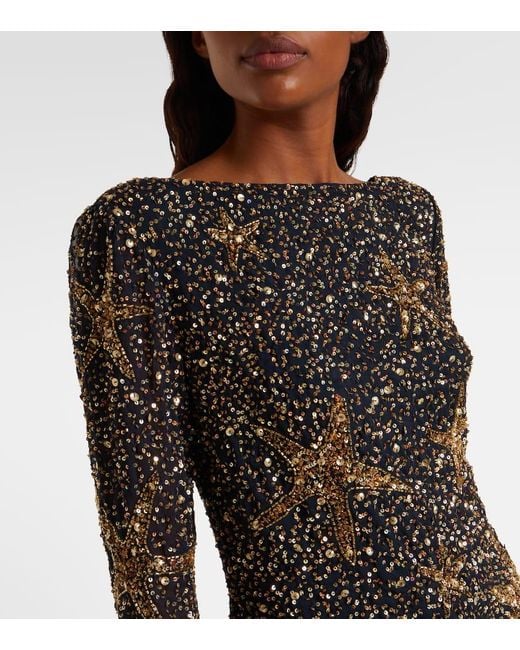 Rixo Black Ilse Sequined Minidress