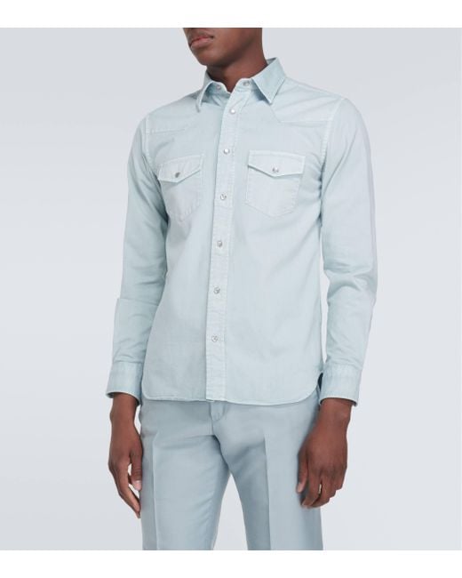 Chemise en coton Tom Ford pour homme en coloris Blue