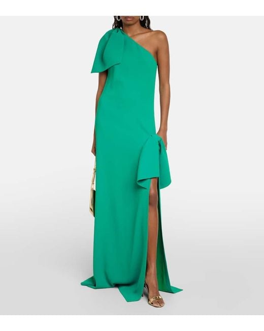 Elie Saab Green Draped One-Shoulder Gown