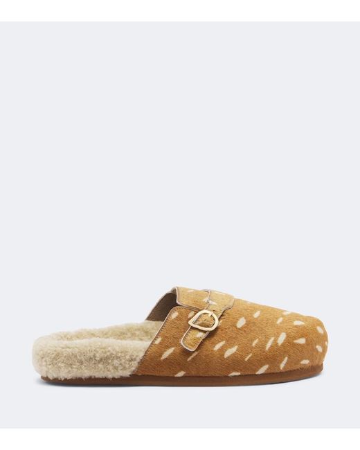 Ancient Greek Sandals Natural Vasilitsa Shearling-Trimmed Calf Hair Clogs