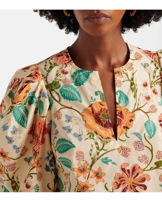 Ulla Johnson Metallic Florielle Floral Cotton Top