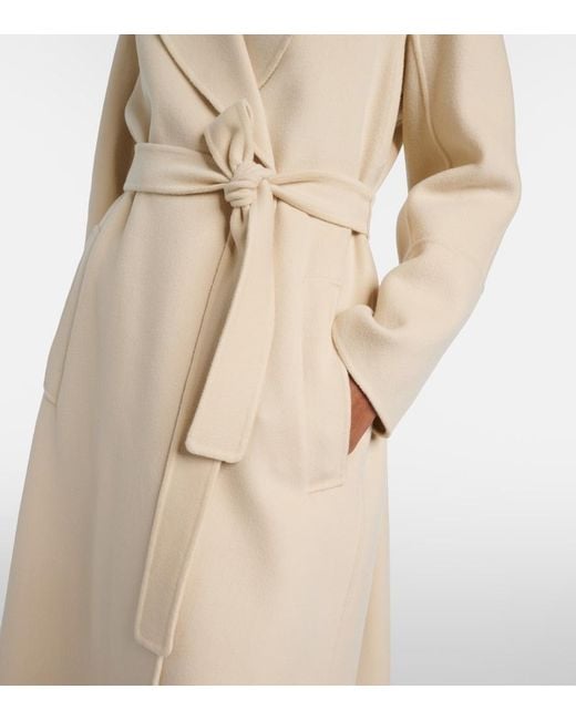 Max Mara Natural Elisa Virgin Wool Wrap Coat
