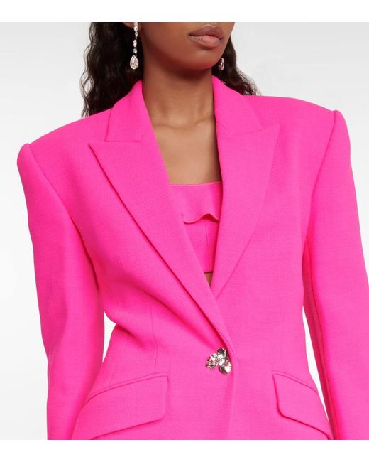 David Koma Pink Embellished Virgin Wool Blazer