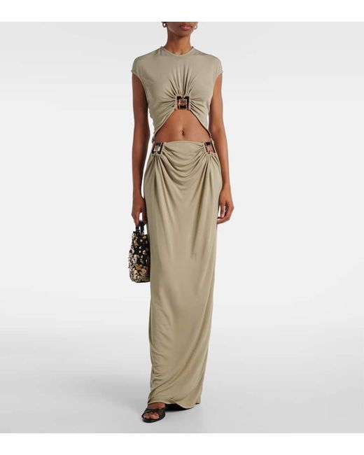 Christopher Esber Green Maxikleid Duo Bezel Quartz Aus Jersey