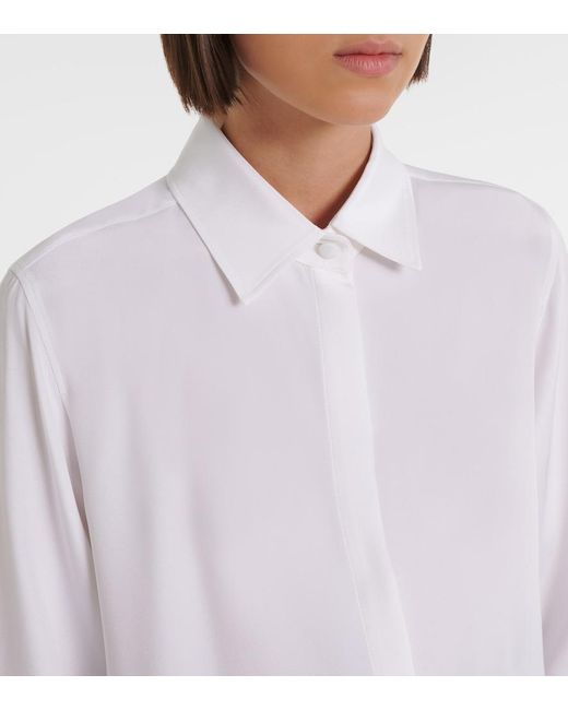 Max Mara White Silk Crepe De Chine Shirt