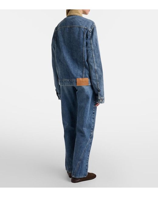 J.W. Anderson Blue Bestickte High-Rise Straight Jeans