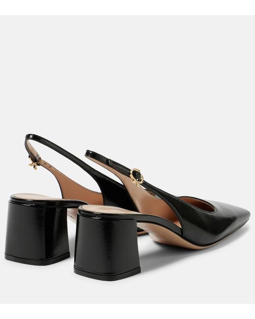 Gianvito Rossi Black Freeda Leather Slingback Pumps
