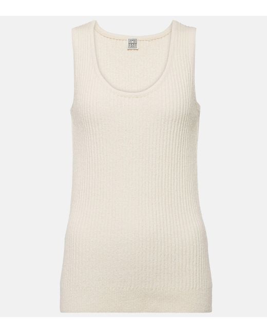 Totême Ribbed-knit Cotton-blend Boucle Tank Top in Natural