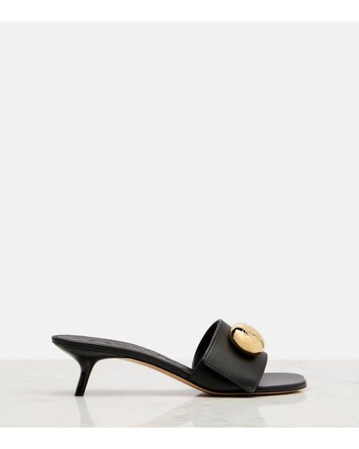 Loewe Black Pebble 45 Leather Mules