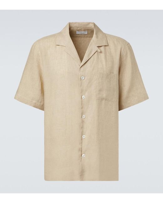 Lardini Natural Linen Bowling Shirt for men