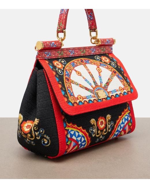 Dolce & Gabbana Red Sicily Medium Printed Top-Handle Bag