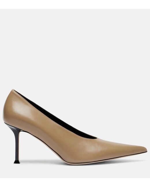 Christen Brown Helix Leather Pumps
