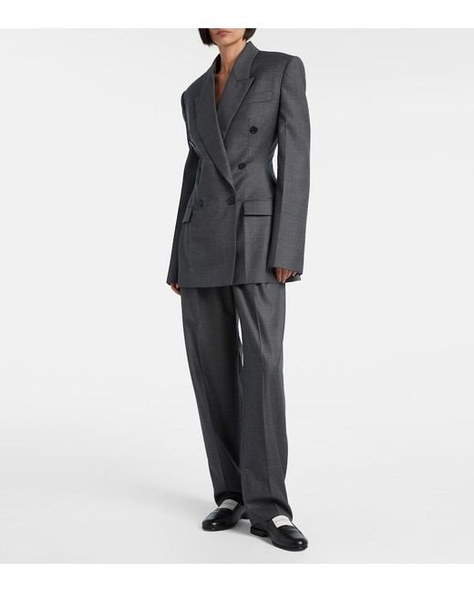 Givenchy Gray Double-Breasted Wool Blazer