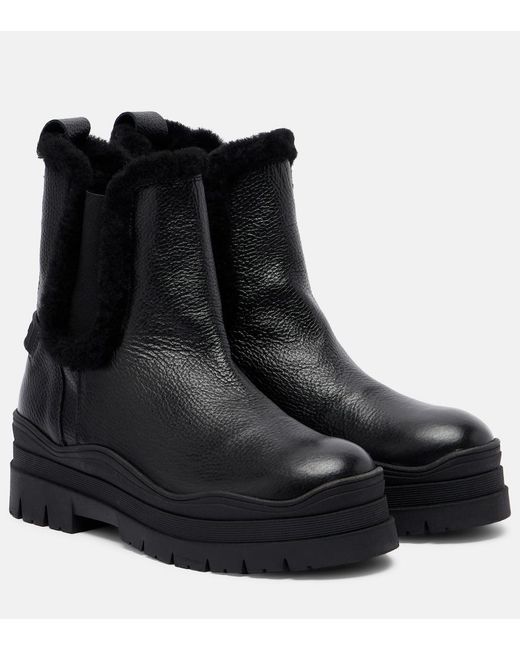 Bogner Black Arosa Shearling-Lined Leather Chelsea Boots
