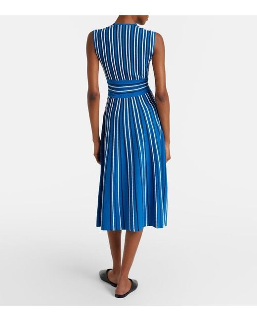 Max Mara Blue Striped Knitted Midi Dress