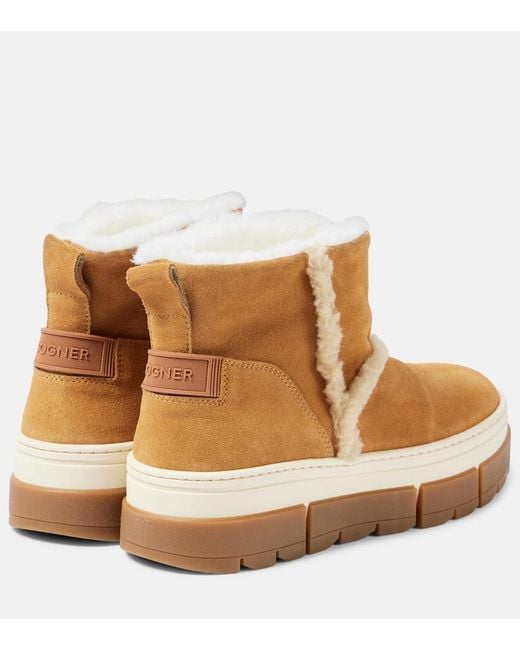 Bogner Natural Shearling-Lined Suede Ankle Boots