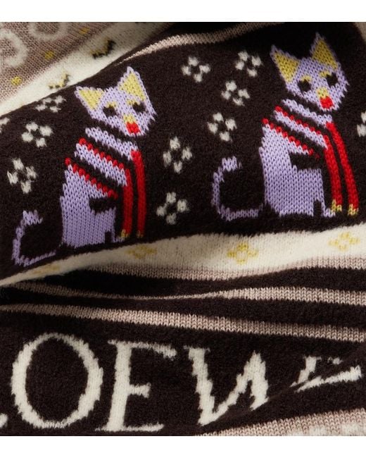 Loewe White X Louis Wain Fair Isle Wool-Blend Scarf
