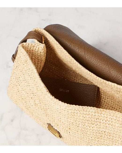 Khaite Brown Schultertasche Audrey Aus Raffiabast Und Leder