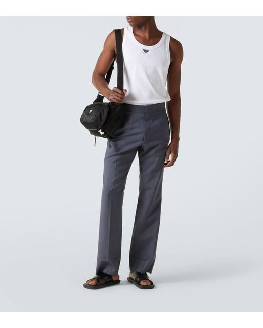 Prada Messenger Bag Aus Re-Nylon Mit Leder in Black für Herren