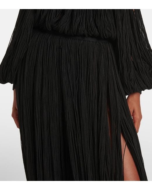 Alaïa Black Fringed Wool Balloon Pants