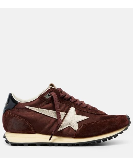 Golden Goose Deluxe Brand Brown Running Marathon Satin And Suede Sneakers