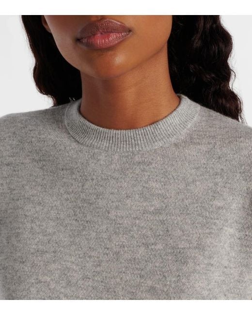 Max Mara Gray Knitted Wool And Cashmere-Blend T-Shirt