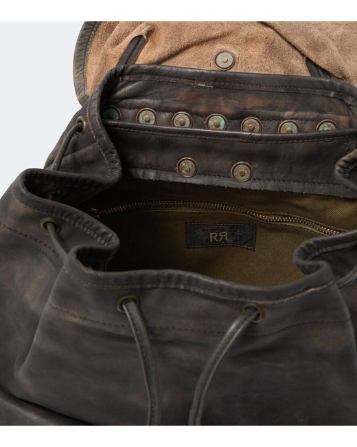 RRL Black Leather Backpack for men
