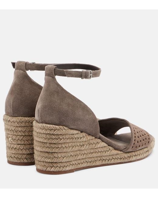 Brunello Cucinelli Brown Suede Espadrille Wedges
