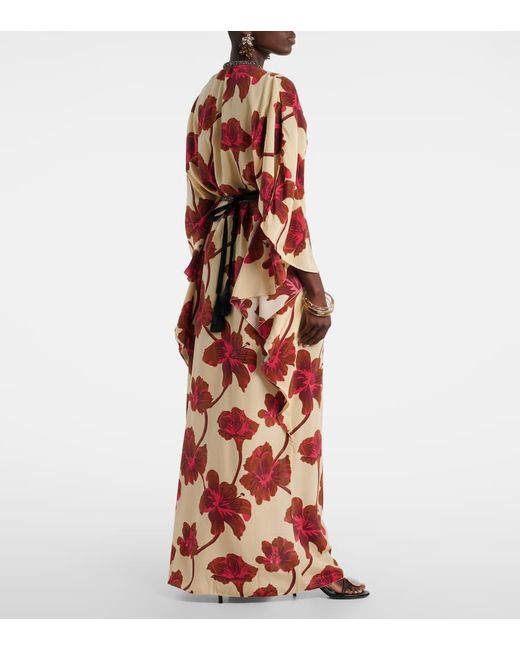 Johanna Ortiz Red Embellished Silk Maxi Dress