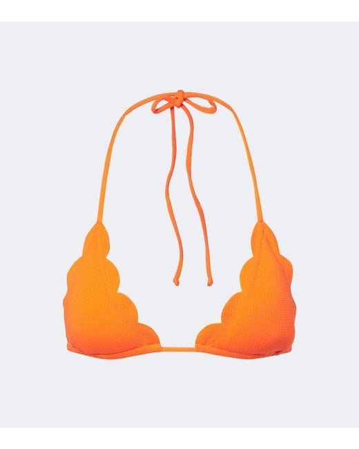 Marysia Swim Orange Broadway Scalloped Bikini Top