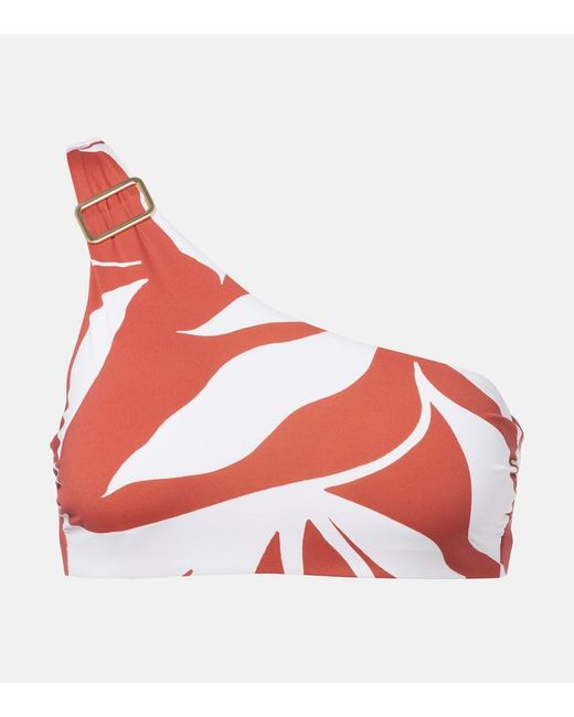 Max Mara Red Argenta Printed One-Shoulder Bikini Top