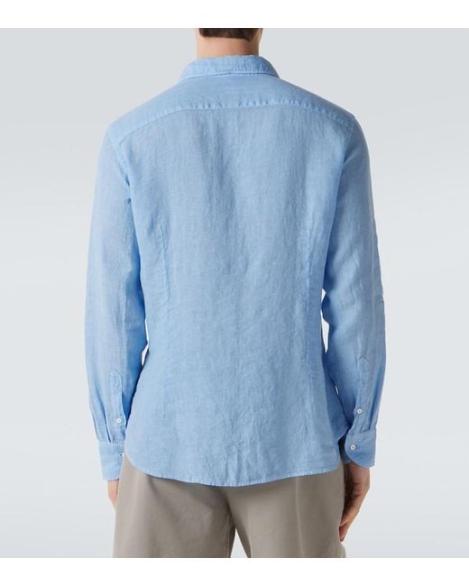 Fedeli Blue Linen Shirt for men