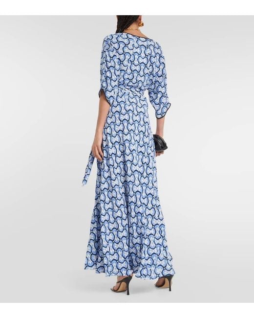 Abito Lungo Eloise Con Scollo A V di Diane von Furstenberg in Blue