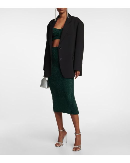 Galvan Green Moonlight Metallic Knit Midi Skirt