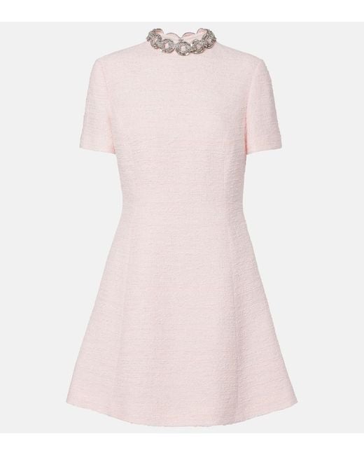 Valentino Pink Embellished Tweed Minidress