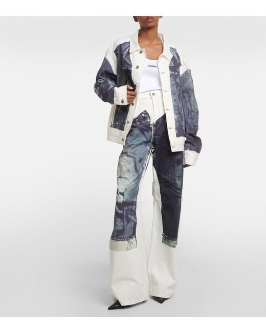 Jean Paul Gaultier Blue Tattoo Collection Trompe L'Oeil Wide-Leg Jeans
