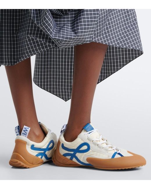 Loewe Blue Grip Anagram Suede-Trimmed Sneakers