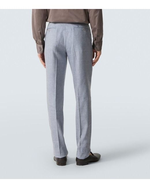 Canali Blue Linen And Wool Suit for men