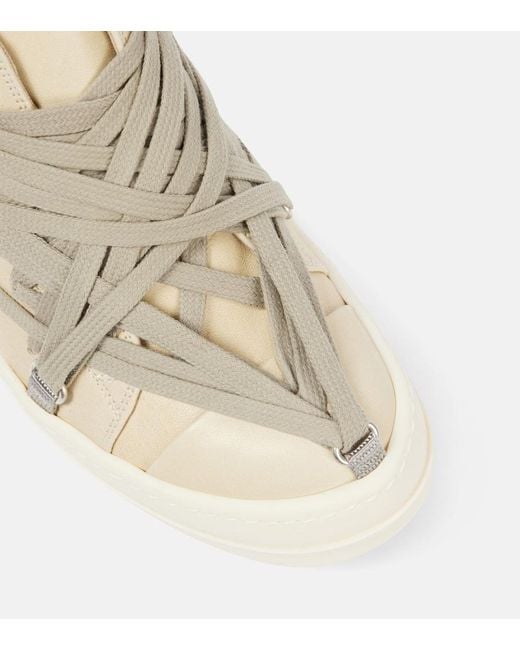 Rick Owens Natural Hollywood Megalace Suede Sneakers