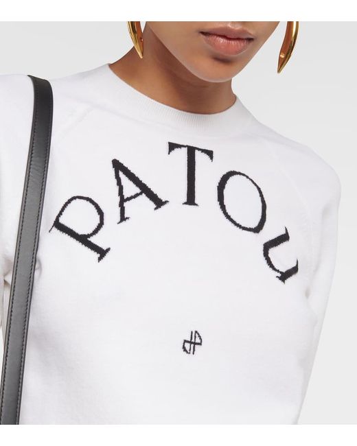 Patou White Logo Wool-blend Jacquard Sweater