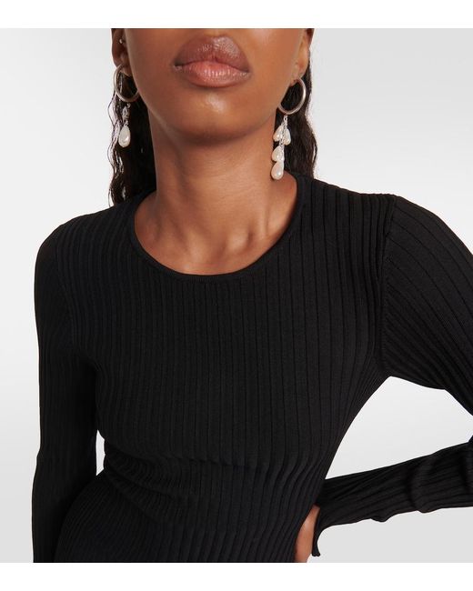 Ganni Black Knitted Dress With Fringes