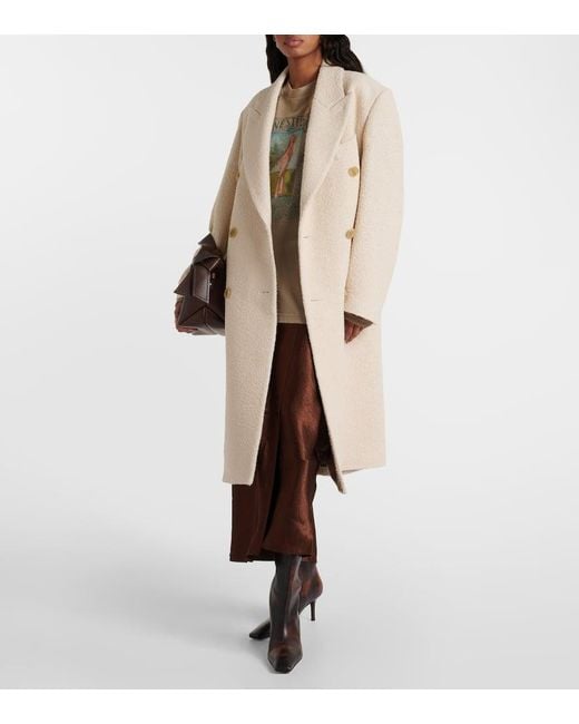 Acne Natural Double-Breasted Wool-Blend Coat