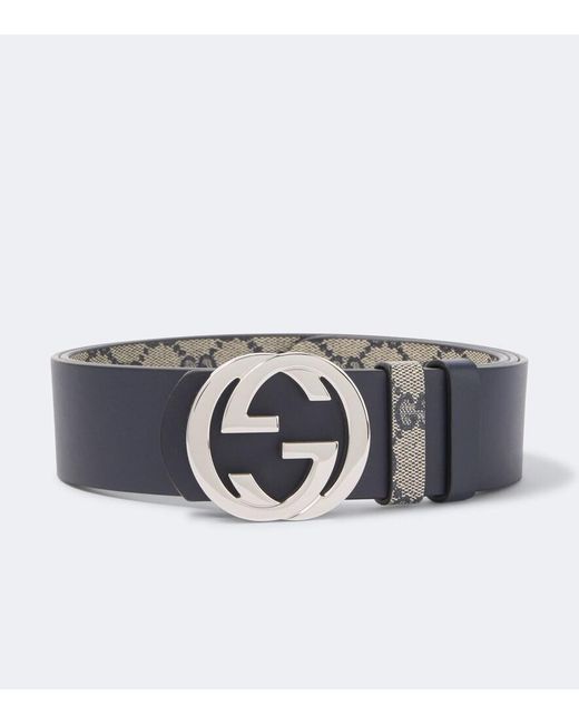 Gucci Gray Gg Canvas Reversible Belt for men